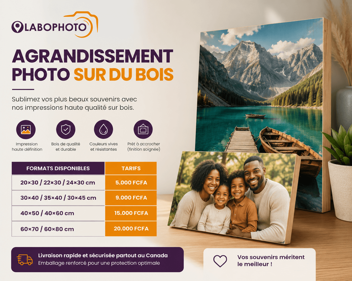 Agrandissement photo sur bois imprimé par Olabophoto